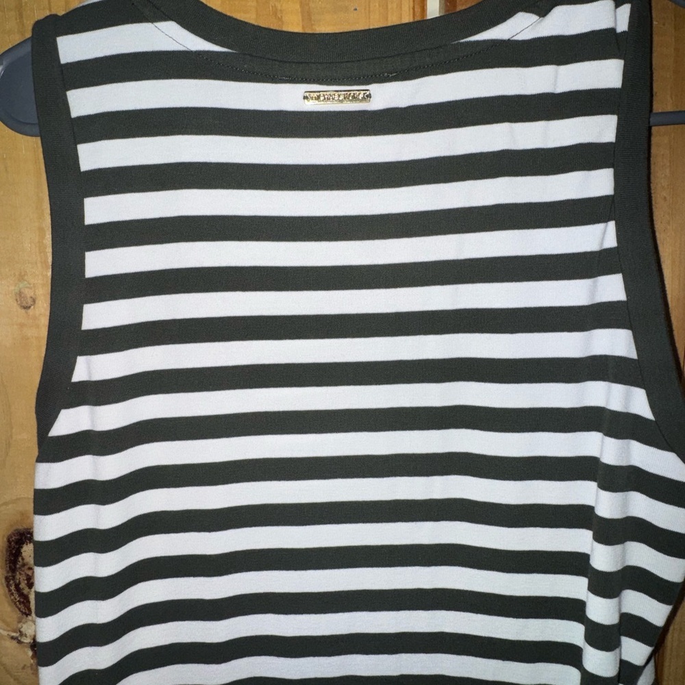 Michael Kors Asymmetrical Striped Dress in green and White - Picture 4 of 5